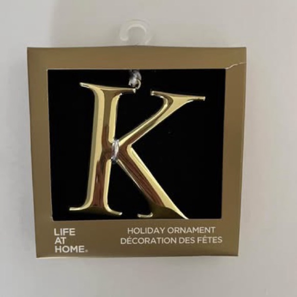 Letter K Metal Christmas Ornament